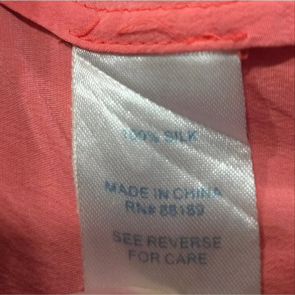 Lilly Pullitzer Elsa Silk Top Women's Blouse Vneck Elastic Cuffs Size Medium - Picture 8 of 11